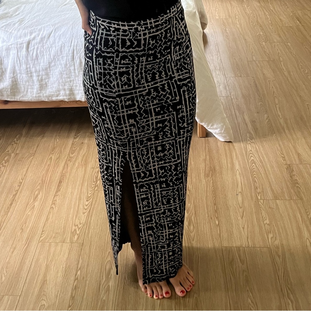Urban Outfitters Black and White Maxi Pencil Skirt with Slit